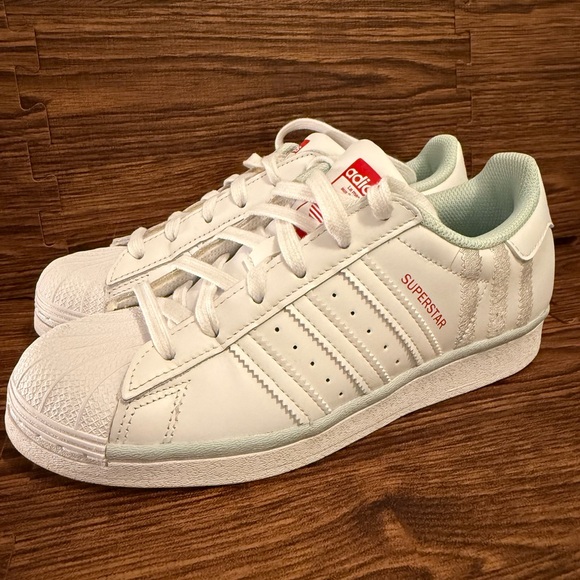 Adidas Superstar White/Mint Green Sneakers | M 5.5/W 7.5 - Picture 4 of 7